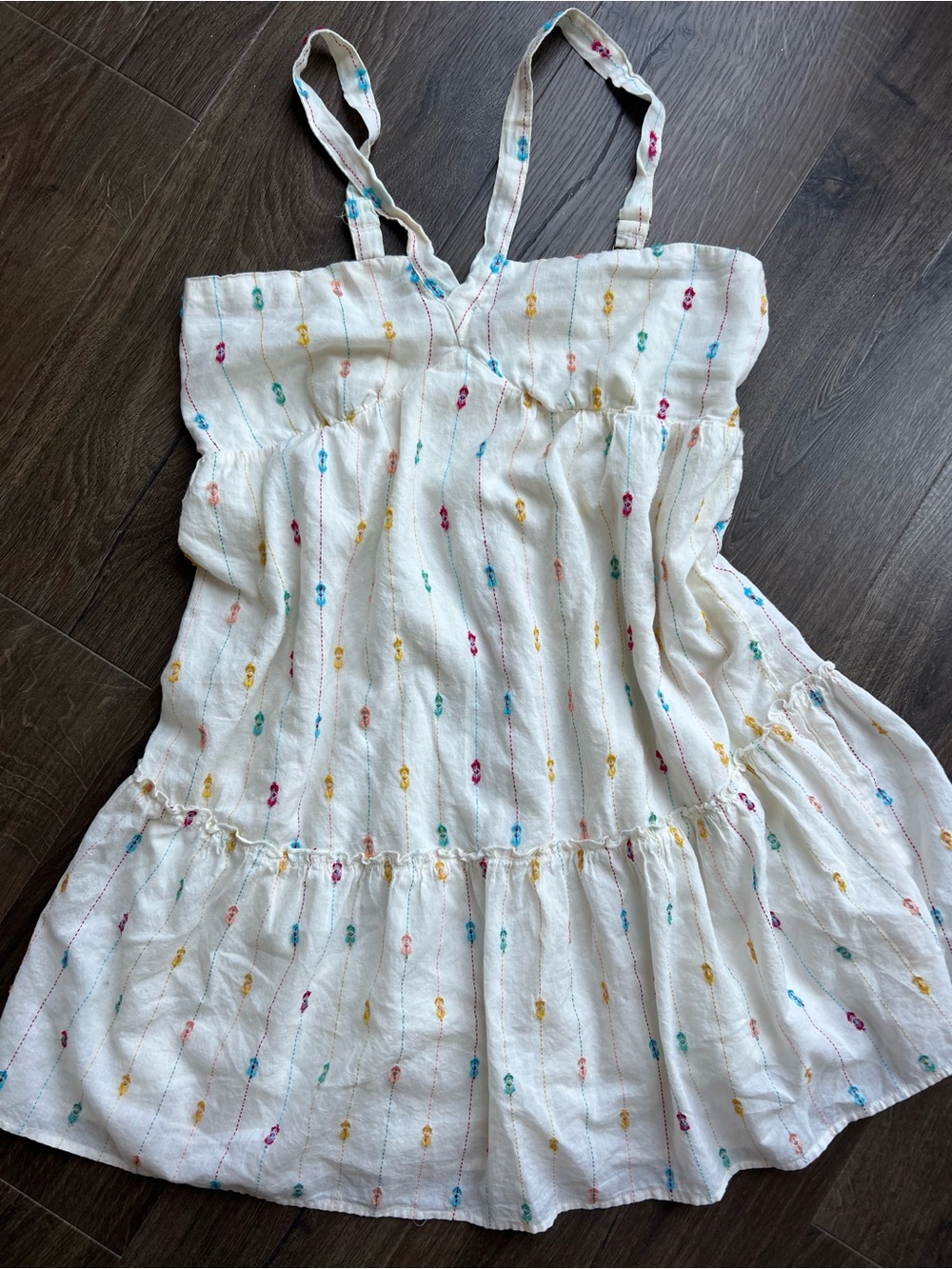 White Sundress with Multi-Color Embroidery